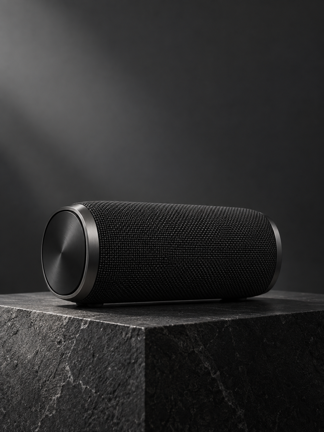 A matte-black wireless speaker .png