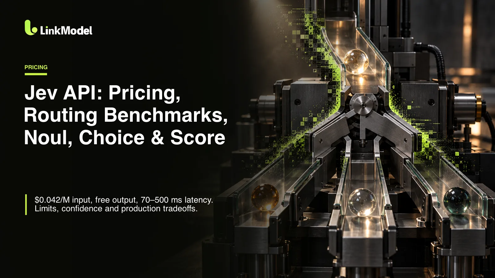Jev API: Pricing, Routing Benchmarks, Noul, Choice & Score